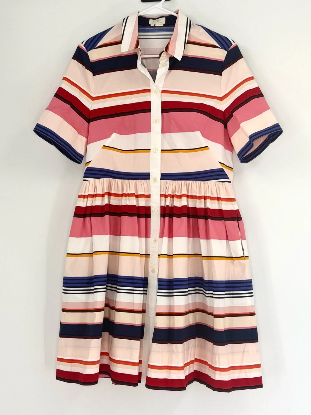 Kate Spade New York Berber Preppy Vibrant Horizontal Stripe Shirtdress, Size 10